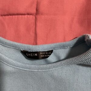 SHEIN Sky Blue Ribbed Knit Top